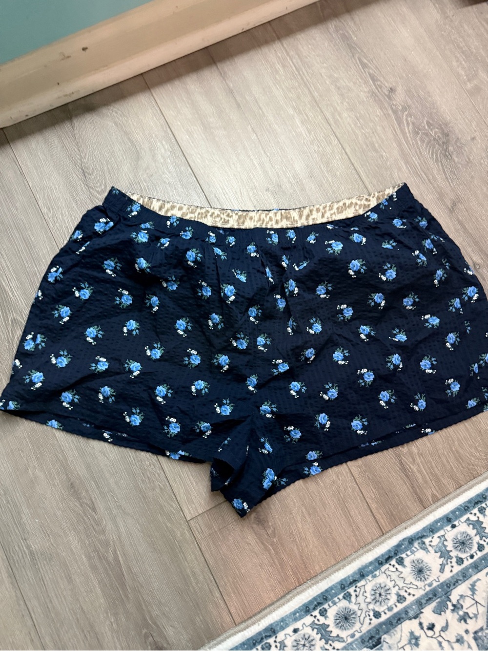 aerie Navy Blue Floral Sleep Shorts